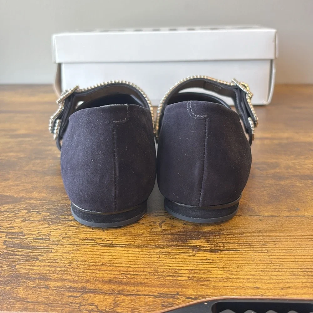 SCHUTZ Black Nubuck Tishara Flats 9 - Picture 6 of 9